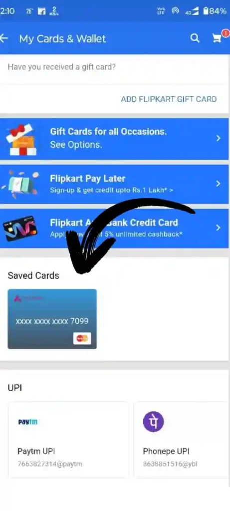 Add credit card in flipkart